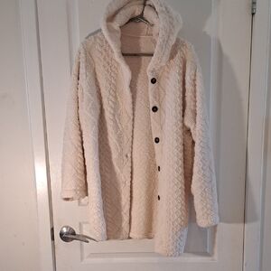 161 - Zayra Cozy Cream Hooded Fluffy And Soft Women's Jacket